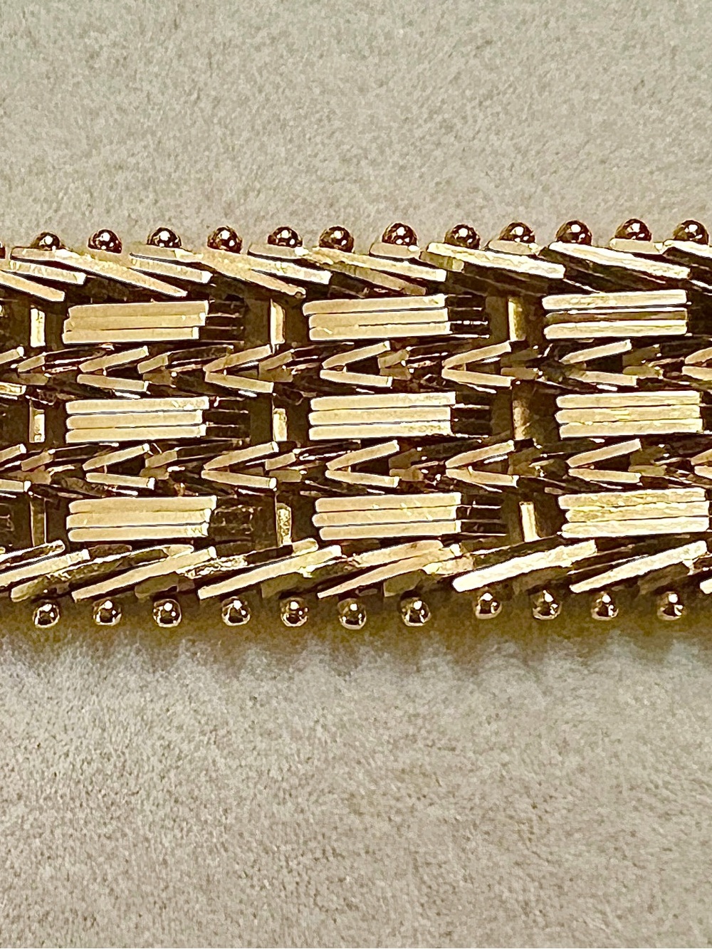 14K Imperial Gold Vintage 8in 13mm wide 26g Mirror-Bar Link bracelet Women/Men - Picture 7 of 13